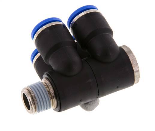 10mm x R1/4'' Manifold à 4 voies avec filetage mâle laiton/PA 66 NBR rotatif