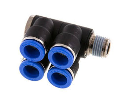 10mm x R1/4'' Manifold à 4 voies avec filetage mâle laiton/PA 66 NBR rotatif