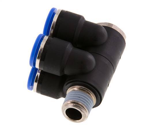 10mm x R1/4'' Manifold à 4 voies avec filetage mâle laiton/PA 66 NBR rotatif