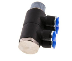 6mm x R3/8'' Manifold à 4 voies avec filetage mâle Laiton/PA 66 NBR Rotatif