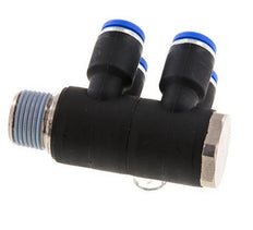 8mm x R3/8'' Manifold à 4 voies avec filetage mâle Laiton/PA 66 NBR Rotatif
