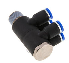 8mm x R3/8'' Manifold à 4 voies avec filetage mâle Laiton/PA 66 NBR Rotatif
