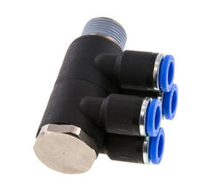 8mm x R3/8'' Manifold à 4 voies avec filetage mâle Laiton/PA 66 NBR Rotatif