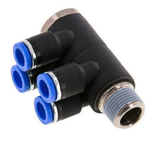 8mm x R3/8'' Manifold à 4 voies avec filetage mâle Laiton/PA 66 NBR Rotatif