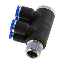 8mm x R3/8'' Manifold à 4 voies avec filetage mâle Laiton/PA 66 NBR Rotatif