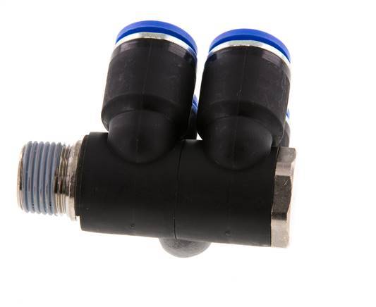 12mm x R3/8'' Manifold à 4 voies avec filetage mâle Laiton/PA 66 NBR rotatif