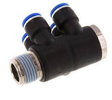 10mm x R1/2'' Manifold à 4 voies avec filetage mâle laiton/PA 66 NBR rotatif
