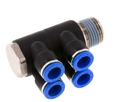 10mm x R1/2'' Manifold à 4 voies avec filetage mâle laiton/PA 66 NBR rotatif