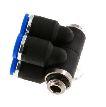 8mm x G1/8'' 4-way Manifold Push-in Fitting with Male Threads Brass/PA 66 NBR Rotatable