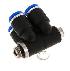 8mm x G1/8'' Manifold à 4 voies avec filetage mâle Laiton/PA 66 NBR Rotatif