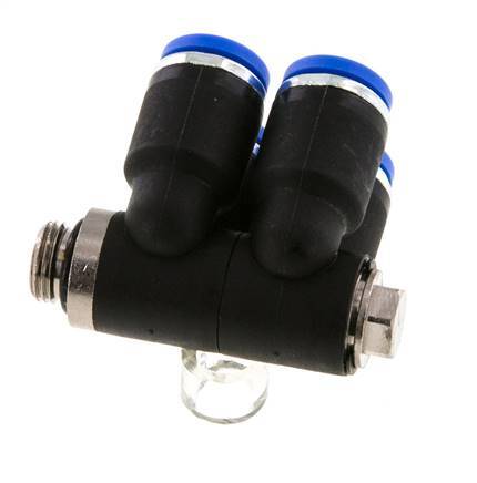 8mm x G1/8'' Manifold à 4 voies avec filetage mâle Laiton/PA 66 NBR Rotatif