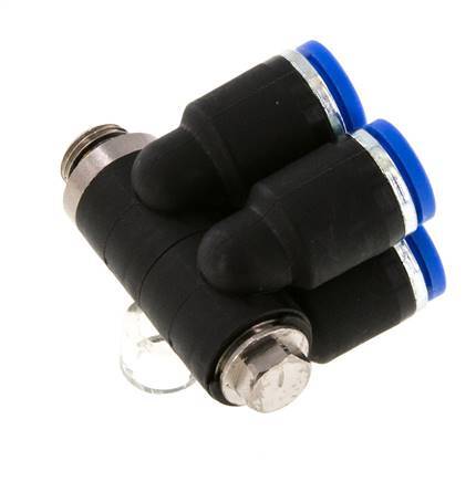 8mm x G1/8'' Manifold à 4 voies avec filetage mâle Laiton/PA 66 NBR Rotatif