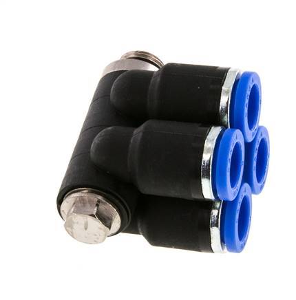 8mm x G1/8'' Manifold à 4 voies avec filetage mâle Laiton/PA 66 NBR Rotatif