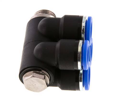 10mm x G1/4'' Manifold à 4 voies avec filetage mâle Laiton/PA 66 NBR rotatif