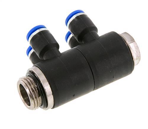 6mm x G3/8'' Manifold à 4 voies avec filetage mâle Laiton/PA 66 NBR Rotatif