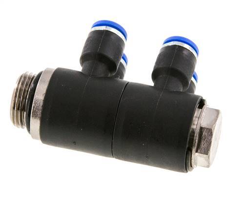 6mm x G3/8'' Manifold à 4 voies avec filetage mâle Laiton/PA 66 NBR Rotatif