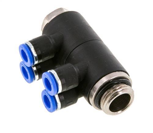 6mm x G3/8'' Manifold à 4 voies avec filetage mâle Laiton/PA 66 NBR Rotatif