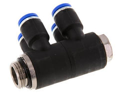 8mm x G3/8'' Manifold à 4 voies avec filetage mâle Laiton/PA 66 NBR Rotatif