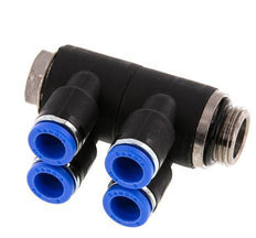 8mm x G3/8'' Manifold à 4 voies avec filetage mâle Laiton/PA 66 NBR Rotatif