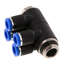 8mm x G3/8'' Manifold à 4 voies avec filetage mâle Laiton/PA 66 NBR Rotatif