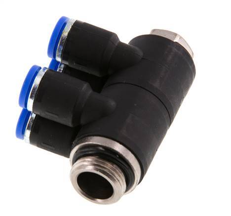 8mm x G3/8'' Manifold à 4 voies avec filetage mâle Laiton/PA 66 NBR Rotatif