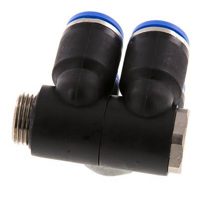 12mm x G3/8'' Manifold à 4 voies avec filetage mâle laiton/PA 66 NBR rotatif