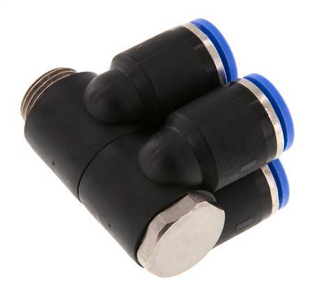12mm x G3/8'' Manifold à 4 voies avec filetage mâle laiton/PA 66 NBR rotatif