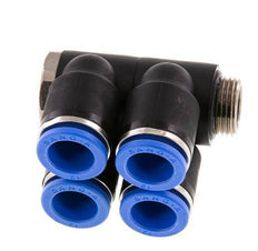 12mm x G3/8'' Manifold à 4 voies avec filetage mâle laiton/PA 66 NBR rotatif