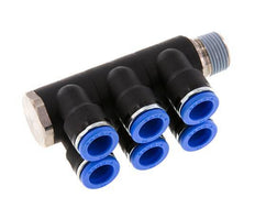 10mm x R3/8'' Manifold à 6 voies avec filetage mâle Laiton/PA 66 NBR Rotatif
