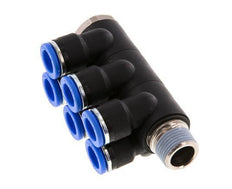 10mm x R3/8'' Manifold à 6 voies avec filetage mâle Laiton/PA 66 NBR Rotatif