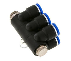 10mm x G1/4'' Manifold à 6 voies avec filetages mâles Laiton/PA 66 NBR Rotatif