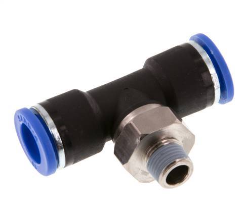 té en ligne 10mm x R1/8'' Raccord enfichable à filets mâles Laiton/PA 66 NBR Rotatif