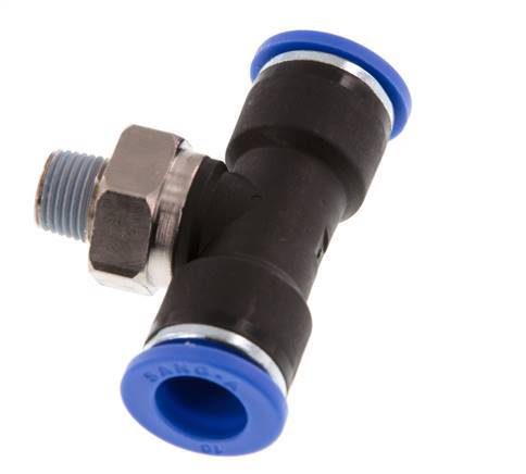 té en ligne 10mm x R1/8'' Raccord enfichable à filets mâles Laiton/PA 66 NBR Rotatif