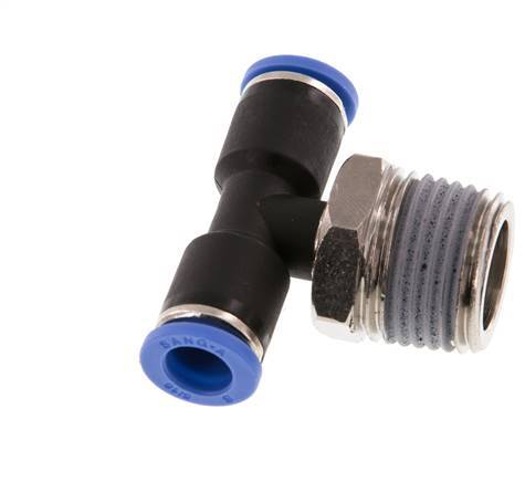 té en ligne 8mm x R1/2'' Raccord enfichable à filets mâles Laiton/PA 66 NBR Rotatif