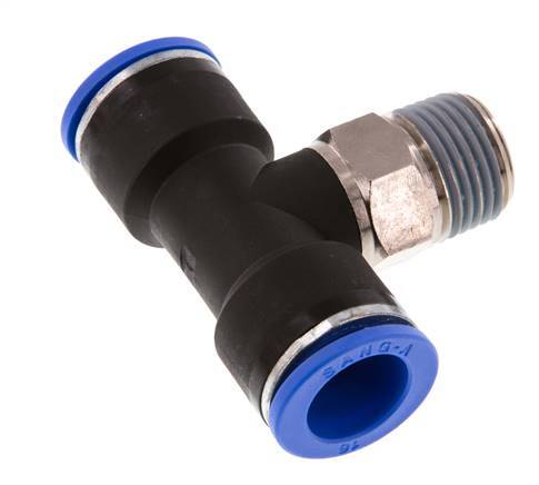 té en ligne 16mm x R1/2'' Raccord enfichable à filets mâles Laiton/PA 66 NBR Rotatif