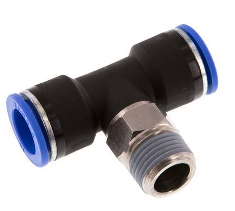 té en ligne 16mm x R1/2'' Raccord enfichable à filets mâles Laiton/PA 66 NBR Rotatif