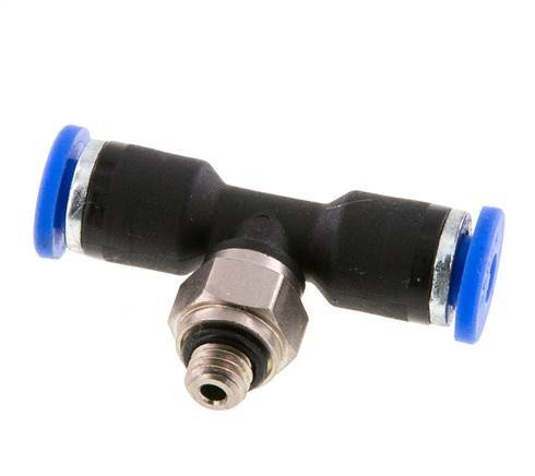 3mm x M 5 Inline Tee Push-in Fitting with Male Threads Brass/PA 66 NBR Rotatable [2 Pieces]