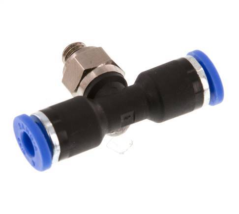 4mm x M 5 Inline Tee Push-in Fitting with Male Threads Brass/PA 66 NBR Rotatable [2 Pieces]
