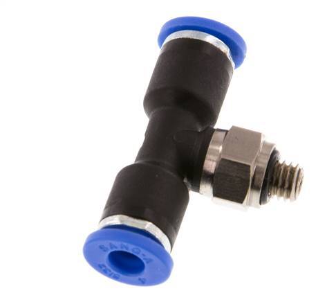 4mm x M 5 Inline Tee Push-in Fitting with Male Threads Brass/PA 66 NBR Rotatable [2 Pieces]