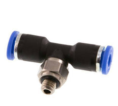 4mm x M 5 Inline Tee Push-in Fitting with Male Threads Brass/PA 66 NBR Rotatable [2 Pieces]