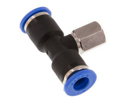 6mm x M 5 Inline Tee Push-in Fitting with Female Threads Brass/PA 66 NBR Rotatable [2 Pieces]