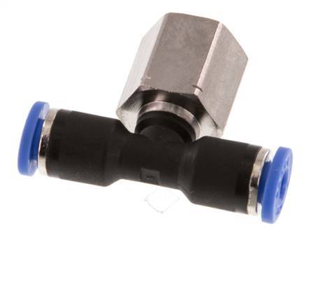 4mm x G1/8'' Inline Tee Push-in Fitting with Female Threads Brass/PA 66 NBR Rotatable [2 Pieces]