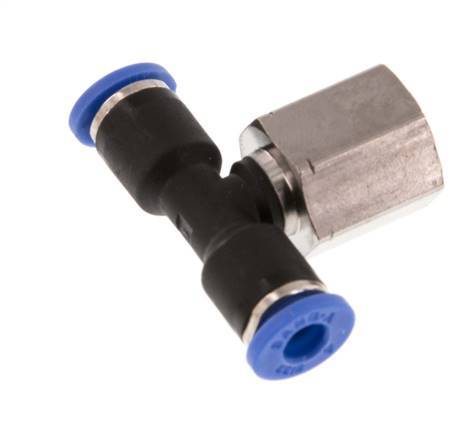 4mm x G1/8'' Inline Tee Push-in Fitting with Female Threads Brass/PA 66 NBR Rotatable [2 Pieces]