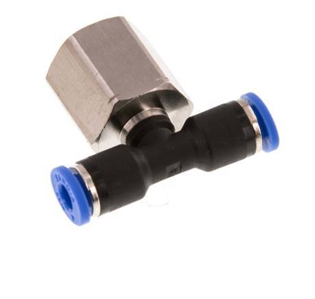 4mm x G1/4'' Inline Tee Push-in Fitting with Female Threads Brass/PA 66 NBR Rotatable [2 Pieces]