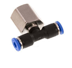 4mm x G1/4'' Inline Tee Push-in Fitting with Female Threads Brass/PA 66 NBR Rotatable [2 Pieces]