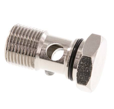 Boulon Banjo 1 voie en laiton nickelé avec filetage mâle G3/8'' NBR [2 Pièces].