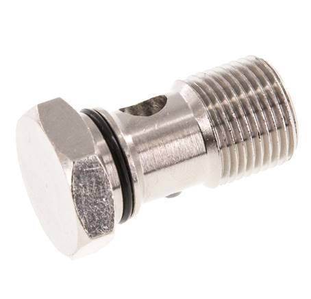 Boulon Banjo 1 voie en laiton nickelé avec filetage mâle G3/8'' NBR [2 Pièces].