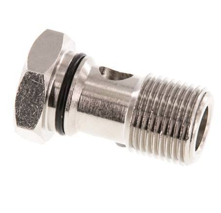 Boulon Banjo 1 voie en laiton nickelé avec filetage mâle G3/8'' NBR [2 Pièces].