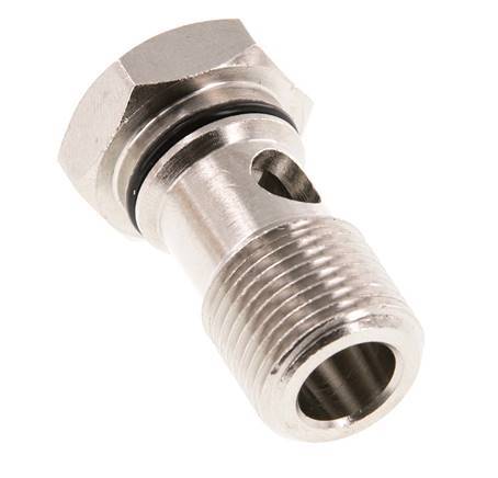 Boulon Banjo 1 voie en laiton nickelé avec filetage mâle G3/8'' NBR [2 Pièces].