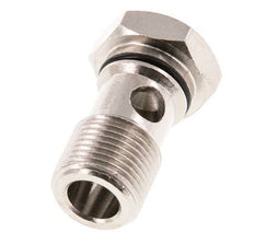 Boulon Banjo 1 voie en laiton nickelé avec filetage mâle G3/8'' NBR [2 Pièces].